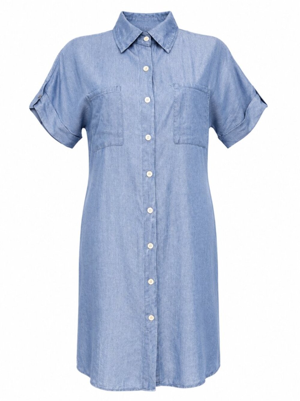 Womens Chambray Button Front Shirt Dress New | 42